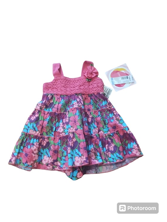 vintage pink floral baby dress size 12 NWT deadsto