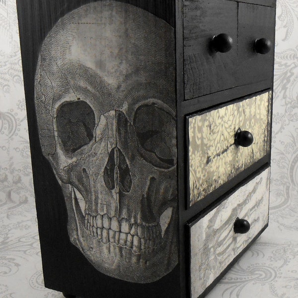 Black and White Skull Skeleton Vintage Anatomy Stash Jewelry Box