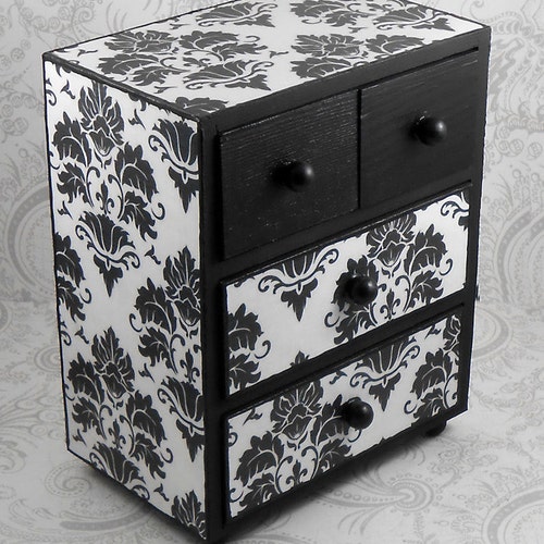 Custom Black and White Damask Stash Jewelry Box Etsy