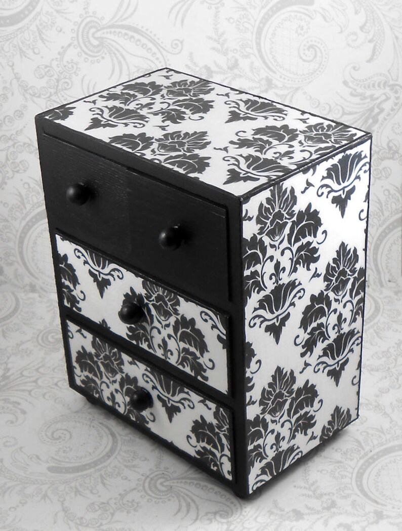 Custom Black and White Damask Stash Jewelry Box Etsy
