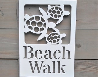 Custom White PVC Weatherproof Sea Turtle Beach House Pool Name Sign - - Coastal Beach House - Outdoor Home Decor