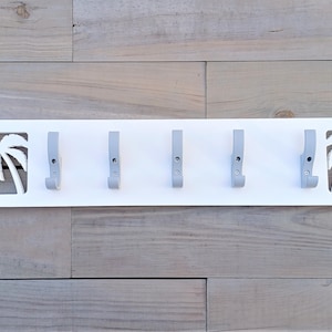 Weatherproof PVC Palm Tree Double Hook Indoor / Outdoor Hat Towel Suit Pool Shower Rack / Coastal Beach Hooks Home House Bath Decor