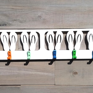 Weatherproof Outdoor PVC Flip Flop Hat Towel Suit Pool Rack / Coastal Beach Hooks Home House Bath Shower Entry Decor