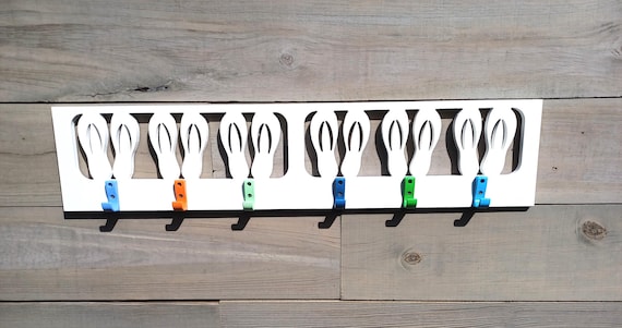 Weatherproof Outdoor PVC Flip Flop Hat Towel Suit Pool Rack / Coastal Beach Hooks Home House Bath Shower Entry Decor