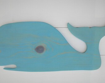 Whale Nautical Wood Wall Cutout Decor / Coastal Beach House Bath Boys Room Home