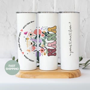 Personalized  Floral Nana Tumbler Personalized Grandkids Names Cute Nana Birthday Gift Custom Name Nana Cup Mothers Day Gift for New Nana