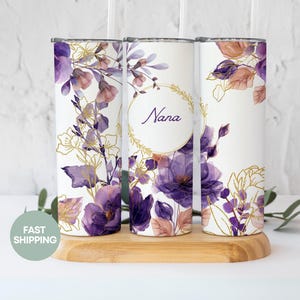 Personalized Floral Nana Tumbler Cup Watercolor Flower Custom Name Nana Cup Mothers Day Gift for New Nana Travel Cup Gifts for Grandma Nana