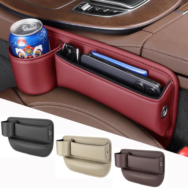 Leather Car Seat Gap Organizer Storage Box Pocket Multifunction Universal Wallet Keys Card Cup Phone Holder Auto Interior Accessories