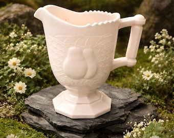 Jeanette Baltimore Pear Pink Milk Glass Creamer Cottage Core Vintage