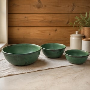 Hand Made Ceramic Bowl Set Of 3 Studio Art