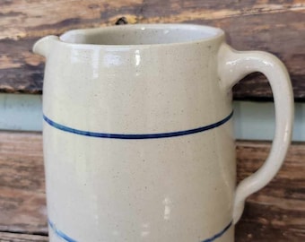Brocca vintage in ceramica tornita a mano in gres alta 9 pollici