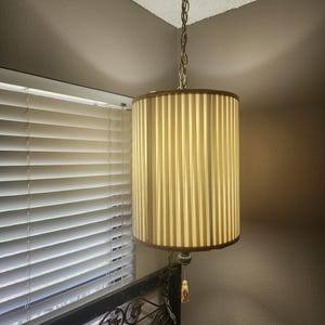 Vintage Swag Lamp with Cloth Shade