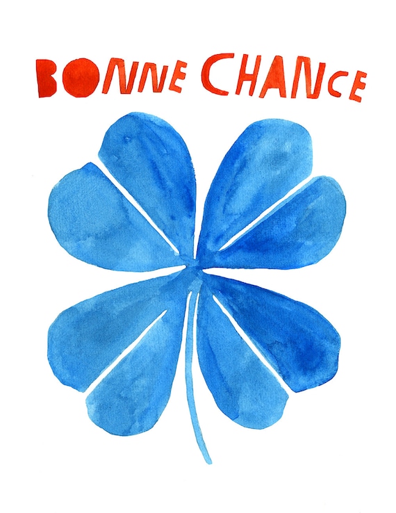Items op Etsy die op Bonne Chance (geluk) - Art Print lijken