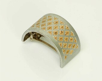 Vintage Gold and Silver Patterned Hair Clip, Fashionable Women's Hair Accessory, Exquisite Headpiece