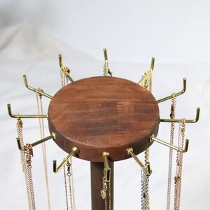 Wooden Jewellery Stand Rotating Handmade Jewellery Stand Necklace Bracelet Stand Wood Craft image 5