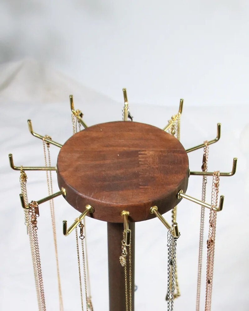 Wooden Jewellery Stand Rotating Handmade Jewellery Stand Necklace Bracelet Stand Wood Craft image 5