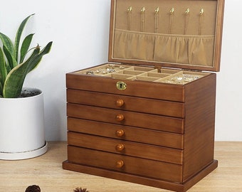 Large Jewellery Box - Organiser Retro Gift For Mother Mom Wedding