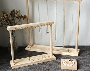 Porte-bijoux en bois - Présentoir de rangement pour bracelets, collier, bagues, moderne