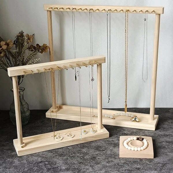 Wooden Jewellery Holder - Holder Storage Display For Bracelets Necklace Rings Modern