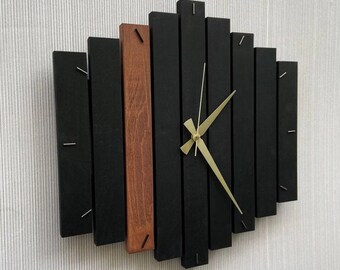 Wooden Modern Wall Hanging Clock - Gift Wooden Clock Premium Modern Family Living Room Clock