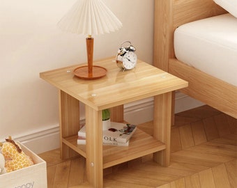 Wooden Bedside Table - Side Shelf Home Decor Table Wood Oak Durable Stand Legs