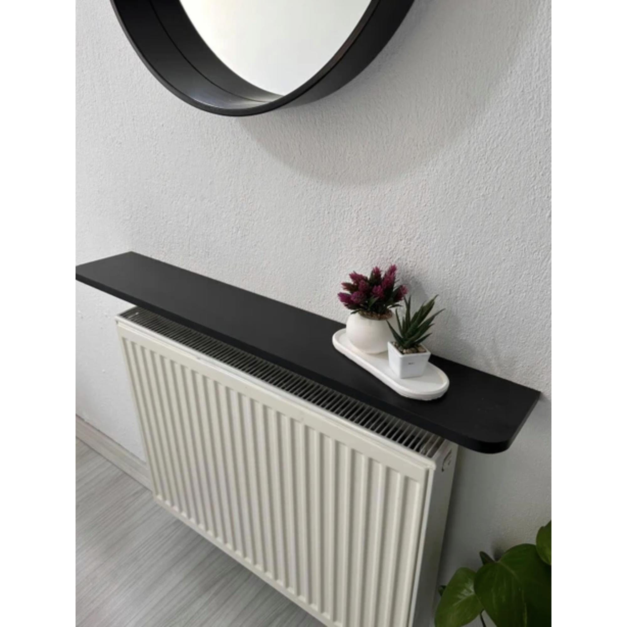 Above heater radiator. Too Removable shelf,Without Damage to The wall, Asy installation,Oval cut without, assembly (60cm)