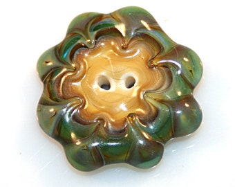 Lampwork  Art Button by Jeanniesbeads 3706