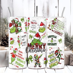 Grinch Christmas Skinny Sublimation 20oz Tumbler