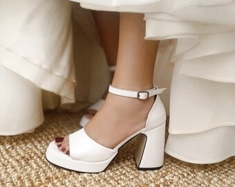 Bridal Shoes,Wedding Shoes,Heeled Shoes,Ankle Strap Heels,Wedding Shoes, Women's High Heels, Bridal Block Heels,Bride Shoes