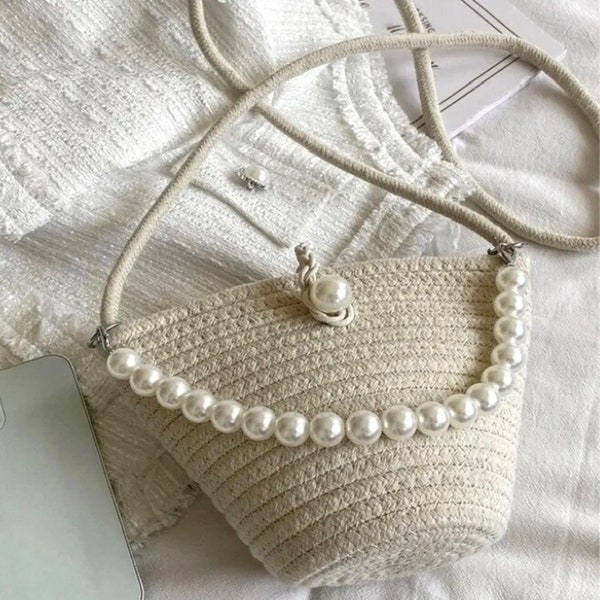 Pearl Beaded Bag, Pearl Clutch Bag, Evening Bag, Handmade Pearl Clutch, Luxury Shoulder Bag,fashion bags,Everyday Bag for Women,Gift for her