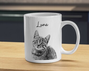 Mug personnalisé chat mignon, idée cadeau amoureux des animaux