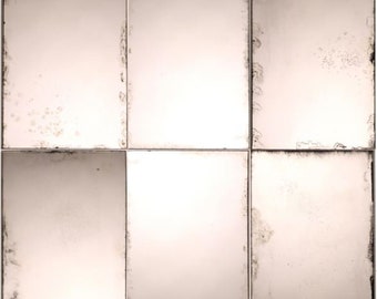 Set: 6 hand-silvered and antiqued mirror tiles