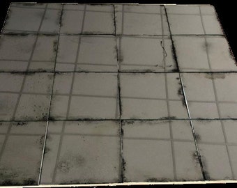 Set: 16 hand-silvered and antiqued mirror tiles