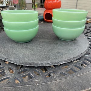 SIX  FIRE KING Chili bowl 5 inches Jadeite Collectible Fire King Vintage Anchor Hocking milk glass cereal bowl berry.