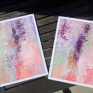 Vibras de verano - Obras originales de 24 x 30 sobre cartón con marcos de plástico | Piezas individuales o en pares | Abstracto acrílico al pastel | Tiza pastel