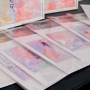 Summervibes - Cards Originalkunstwerke auf Aquarellpapier | Einzelstücke oder Set (1-6) | Acryl abstrakt in Pastell | Kunstkarte