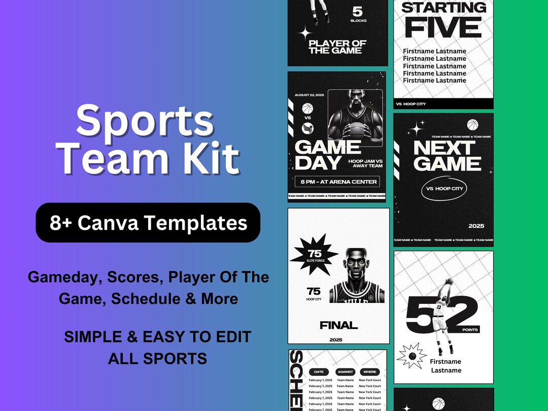 Sports Team Canva Templates: Editable Game Day Graphics (PDF) - Etsy