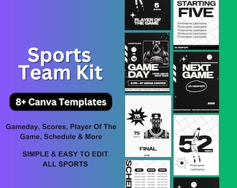 Plantillas de Canva para equipos deportivos: Gráficos editables para el día del partido (PDF)