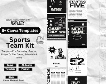 Plantillas de Canva para equipos deportivos: Gráficos editables para el día del partido (descarga digital)