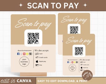 Coquette Scan to Pay Template: Customizable QR Code Display (Digital Download)