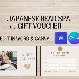 Bewerkbare cadeaubon Japanese Head Spa | Bewerkbaar in Word | Bewerkbaar in canvas