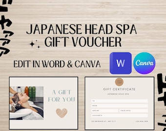 Editable Japanese Head Spa Gift Voucher (Digital Download)