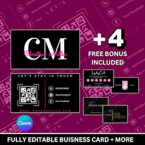 Pink Business Card Template: DIY Beauty Salon Design (Digital Download)