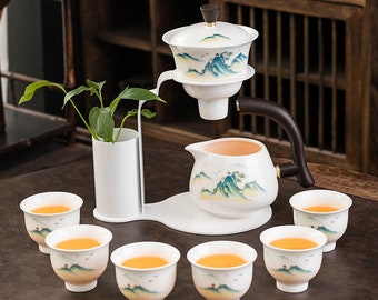 Ceramic tea set|Magnetic automatic teapot|Tea set|Tea maker|Kung Fu tea set|Retro tea set|Tea party tea set|Afternoon tea tea set