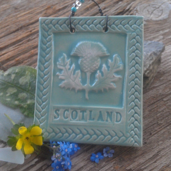 Scotland Thistle Tile in Celedon