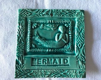 Turquoise Old World Mermaid Tile