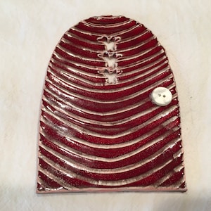 Red Ceramic Fairy House Door