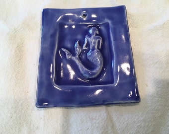 Cobalt Blue Miniature Mermaid Tile