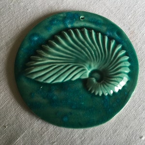 Large round Nautilus with Beach glass image 2