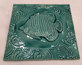 Turquoise Angle Fish Tile